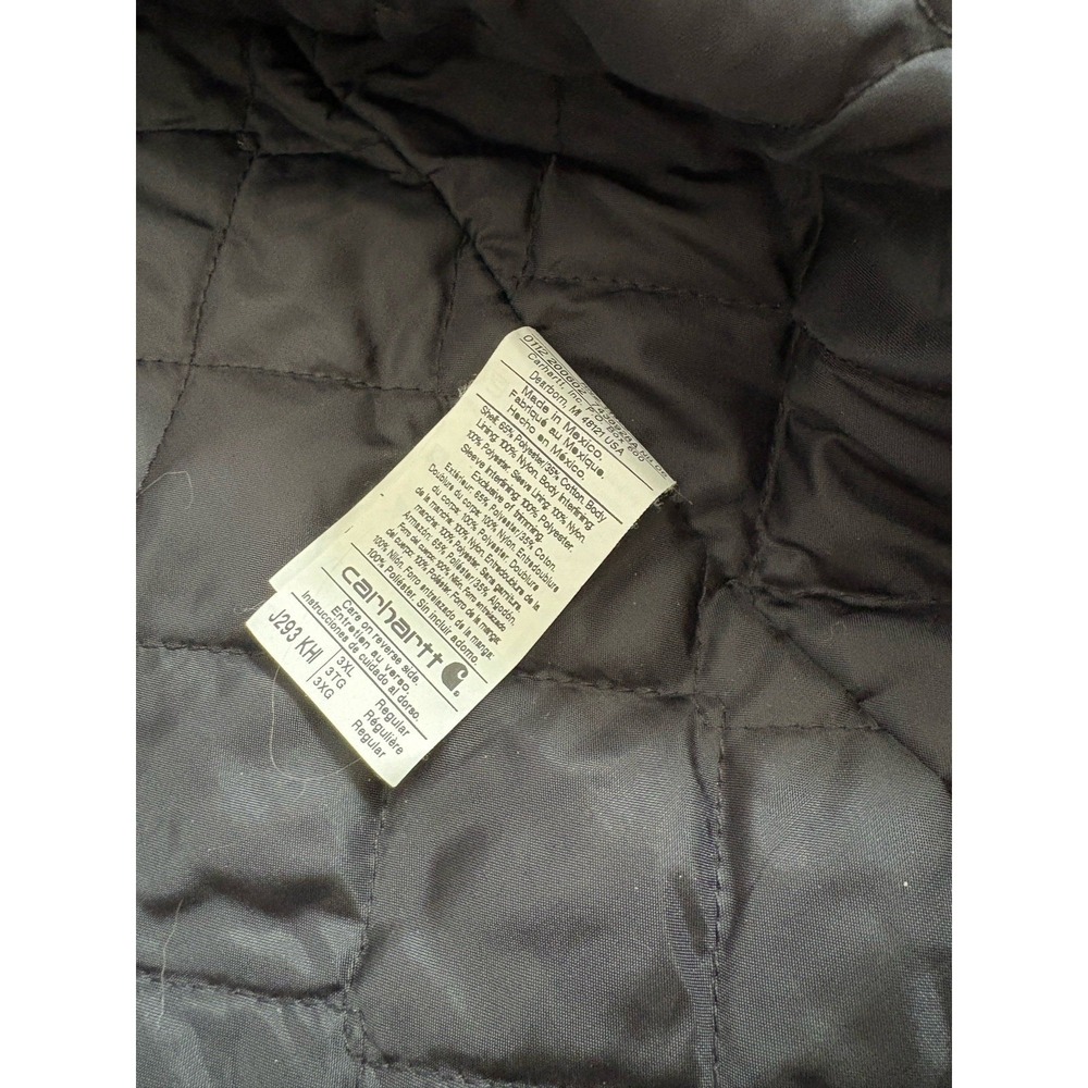 Carhartt Twill Work Chore Jacket 3XL Midweight Quilted Nylon Lined J293 Khaki - Picture 8 of 9